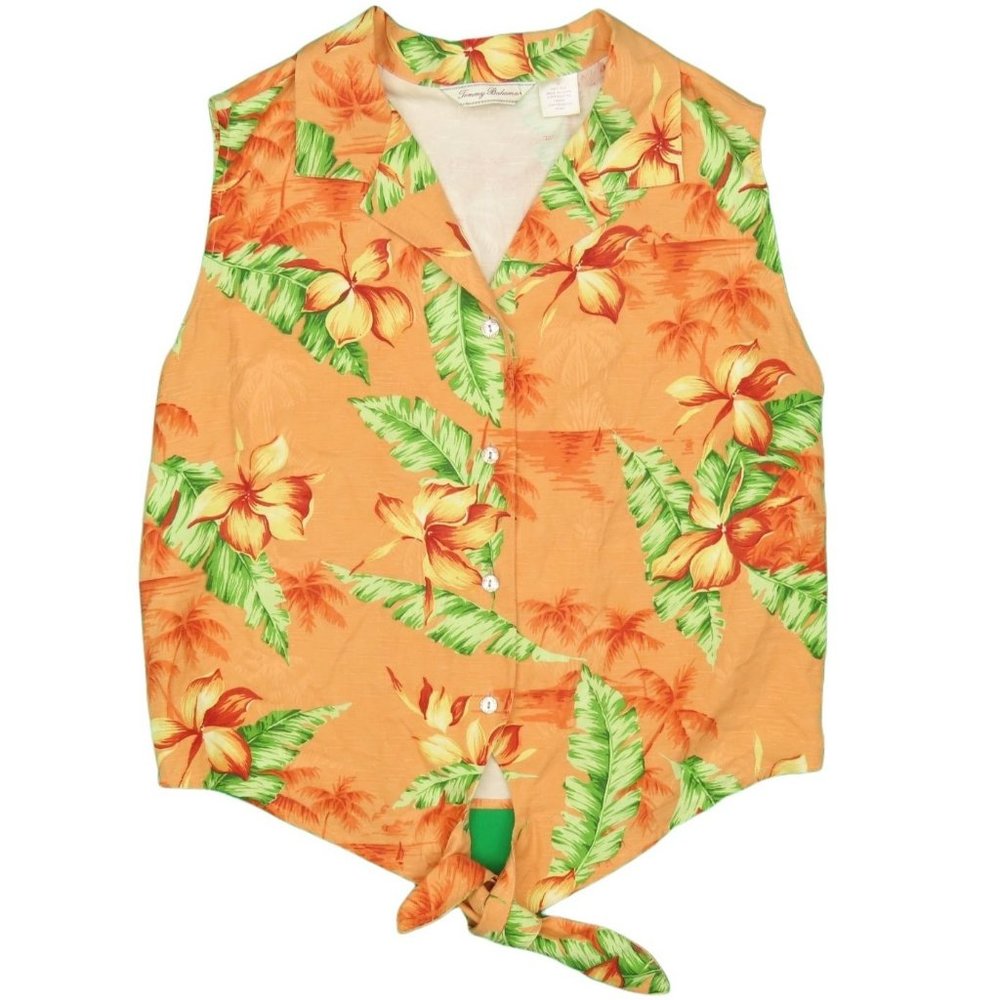 Vintage Tommy Bahama Crop Top Silk Blouse Size S